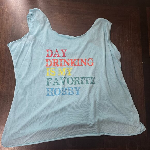 Women's Plus Day Drinking Blue Tank Top 4xl - Picture 1 of 3